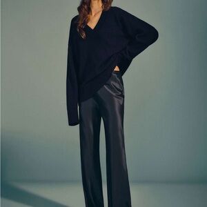 NWT Reformation Gale satin mid rise, bias, pant. midnight